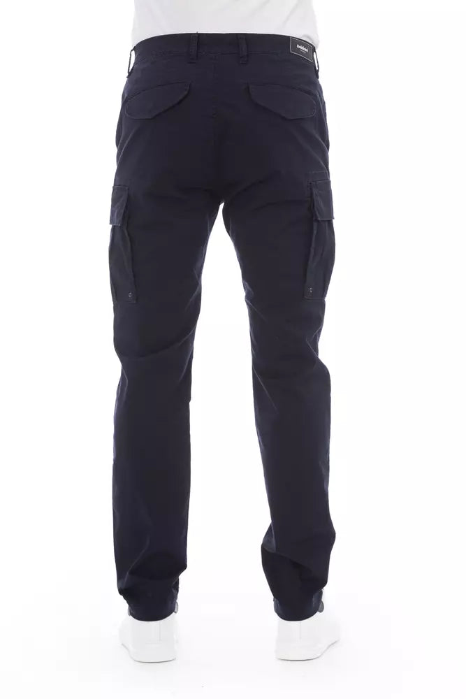 Blue Cotton Men's Cargo Trousers