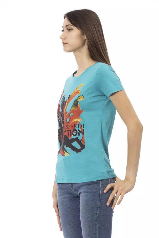 Light Blue Cotton Womens Top