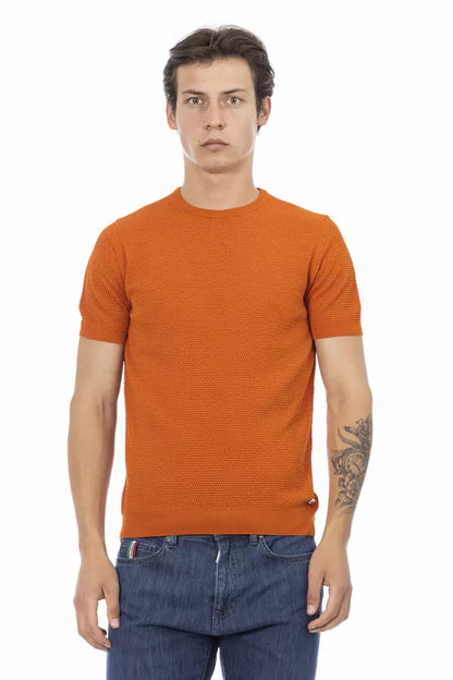 Orange Cotton Men Sweater