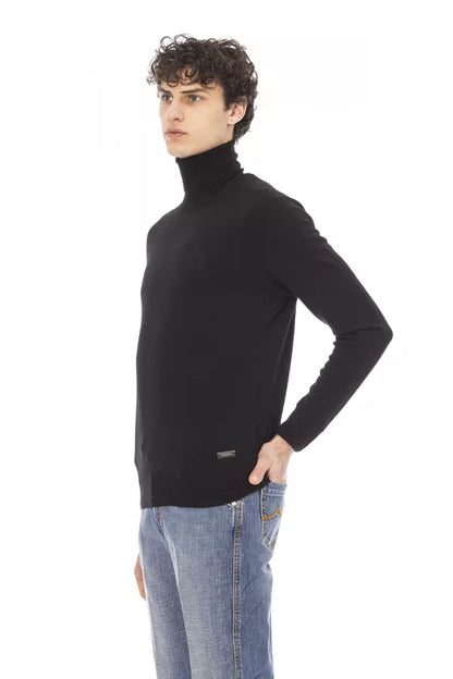 Black Fabric Men Sweater