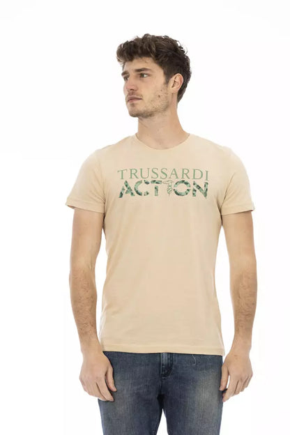 Beige Cotton Men T-Shirt