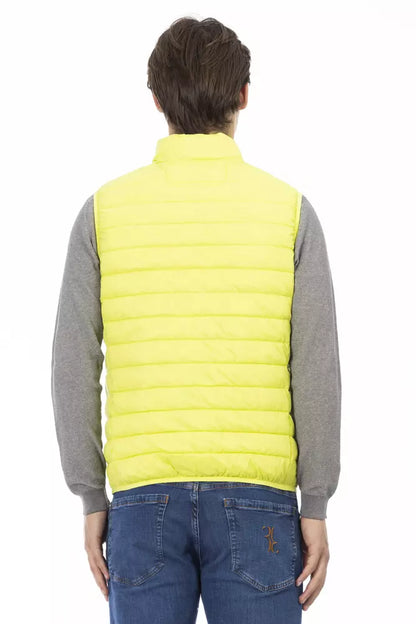 Yellow Polyester Men Sleeveless Jacket