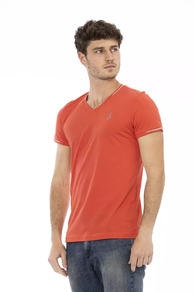 Orange Cotton Men's V-Neck T-Shirt