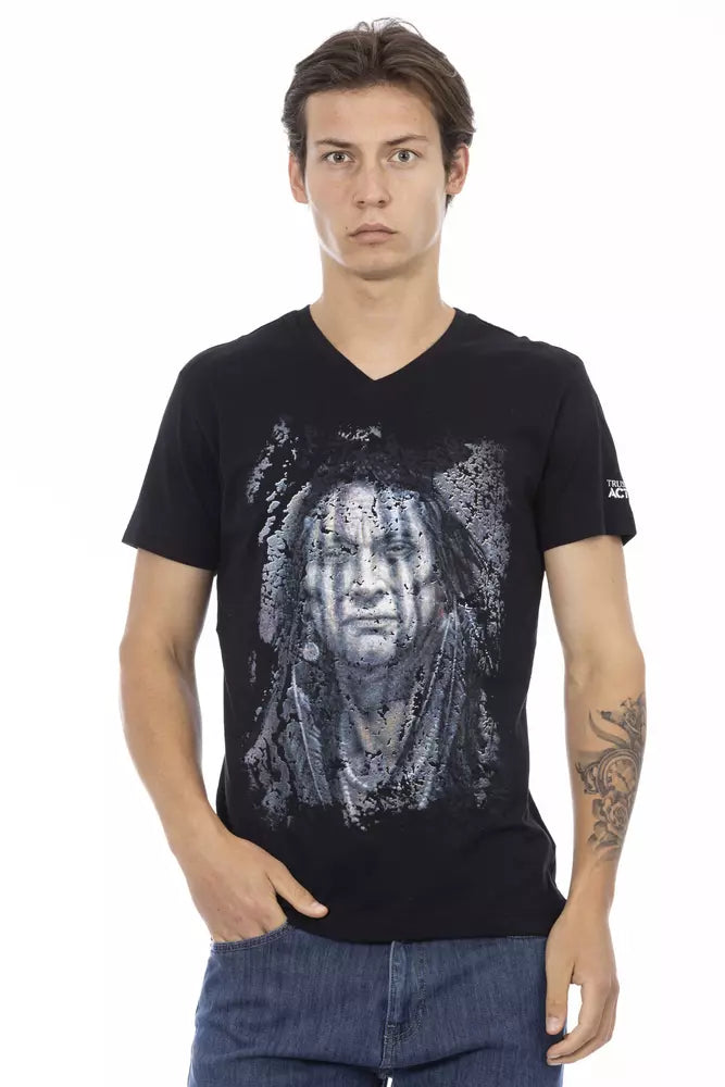 Black Cotton Men T-Shirt