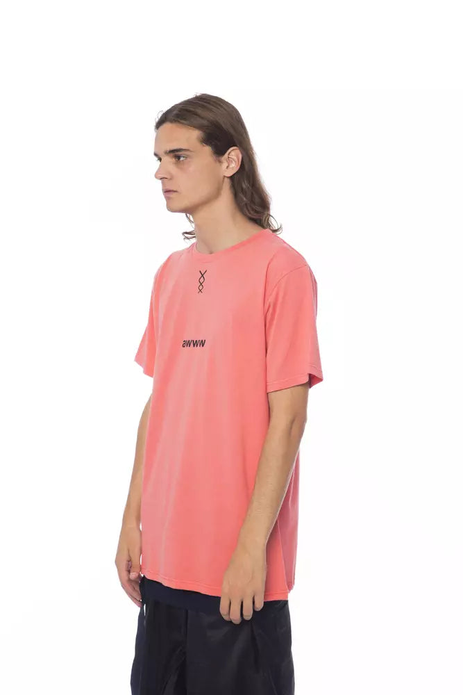 Pink Cotton Men T-Shirt