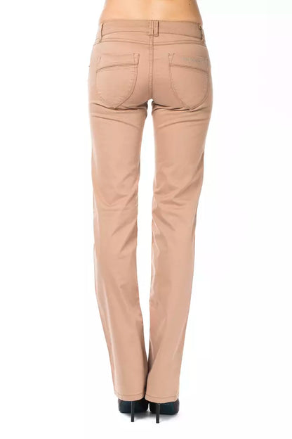 Beige Cotton Women Pant