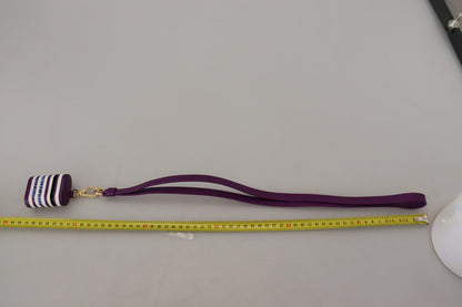 Purple Leather Strap Gold Metal Logo Airpods Case