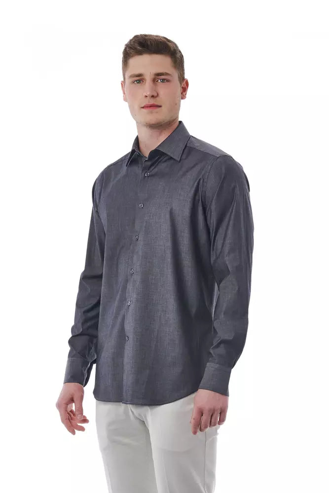 Gray Cotton Men Shirt