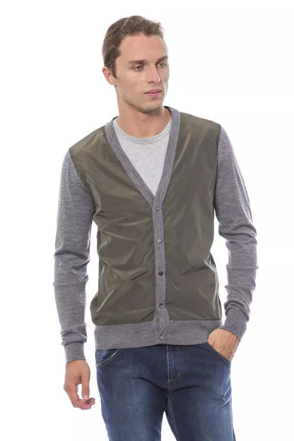 Gray Wool Men Cardigan