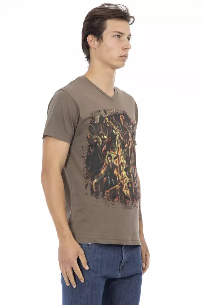 Brown Cotton Men T-Shirt