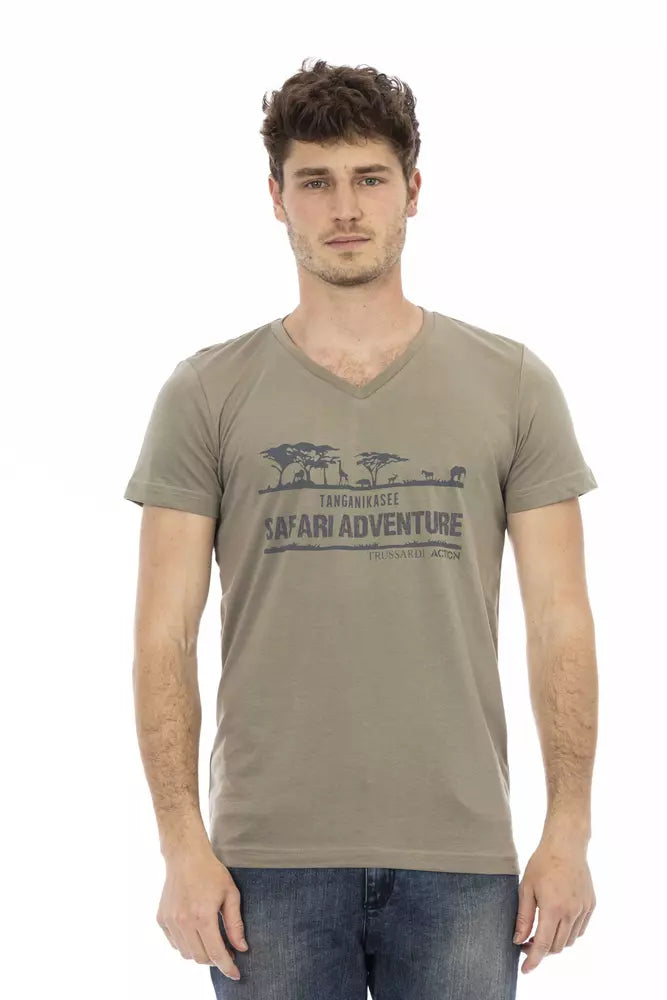 Brown Cotton Men's T-Shirt