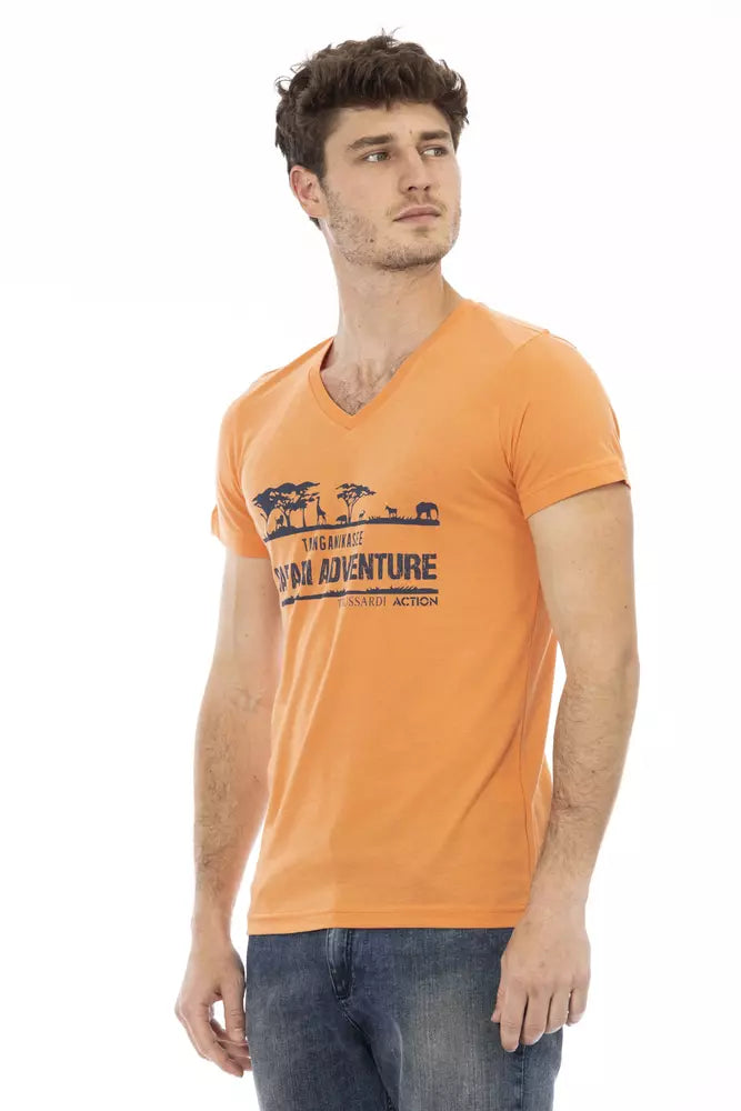 Orange Cotton Men T-Shirt