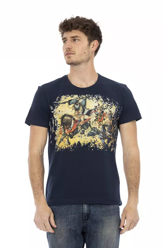 Blue Cotton Men T-Shirt