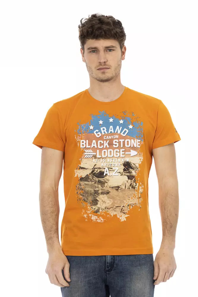 Orange Cotton Men T-Shirt