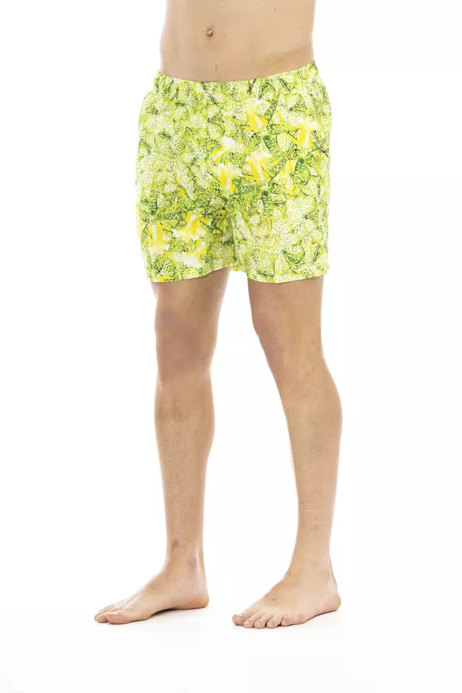 Green Polyester Men Swim Short