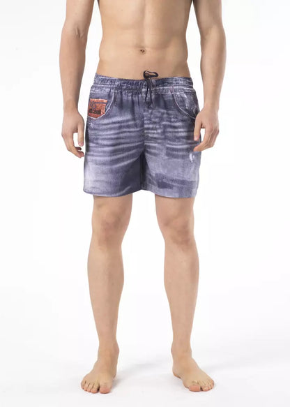 Blue Polyester Men's Swim Short