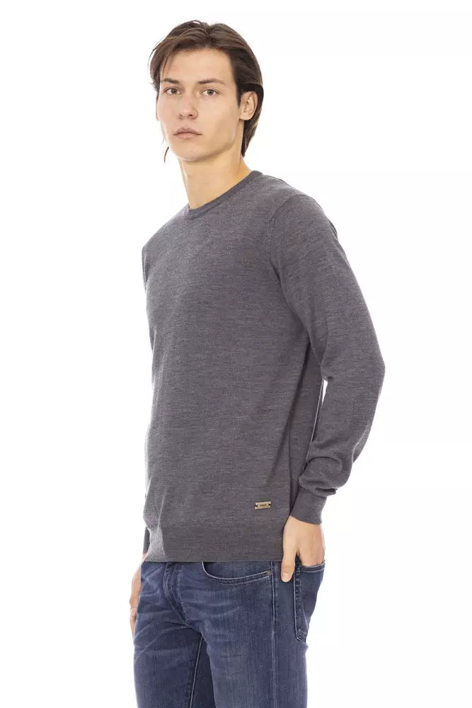 Gray Fabric Men Sweater