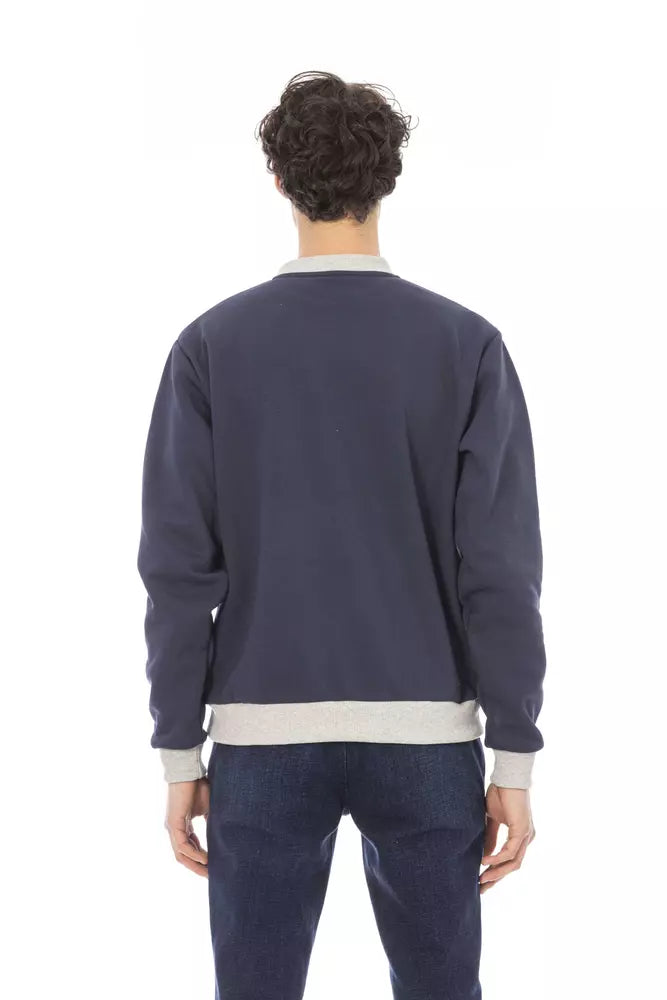 Blue Cotton Men Sweater