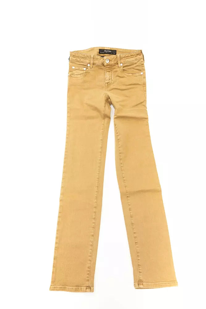 Beige Cotton Women's Jeans