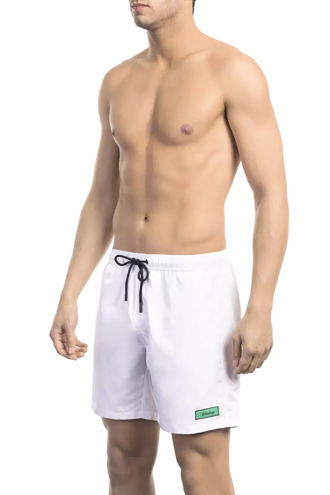 White Polyester Men Swim Short