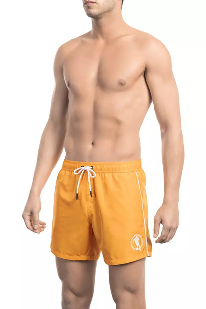 Orange Polyester Mens Swim Short