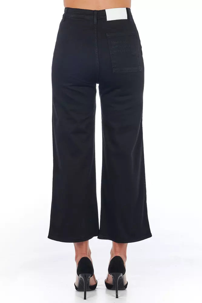 Black Cotton Women Cropped Trouser