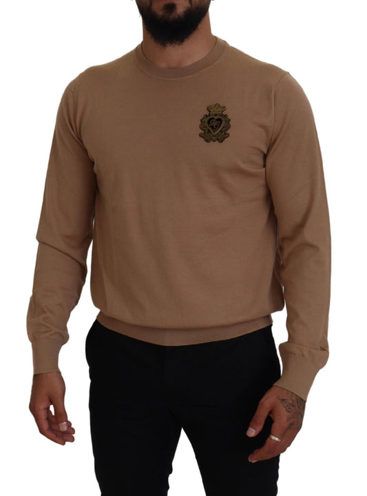 Beige Cashmere Crewneck Pullover Sweater