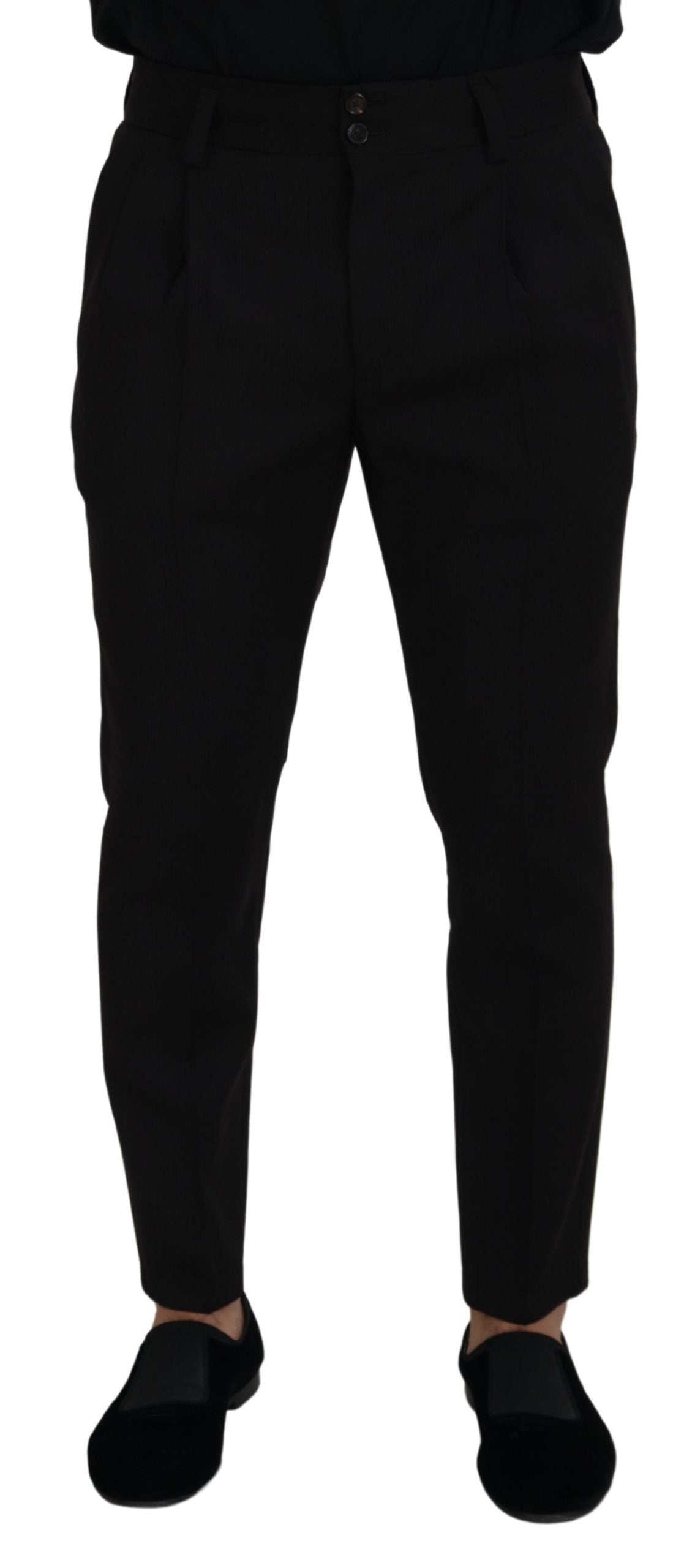 Elegant Black Virgin Wool Trousers