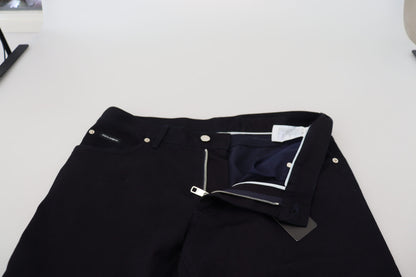 Elegant Black Silk Blend Denim Pants