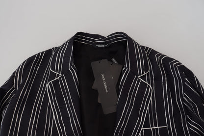 Blue Striped Silk Pajama Shirt Jacket
