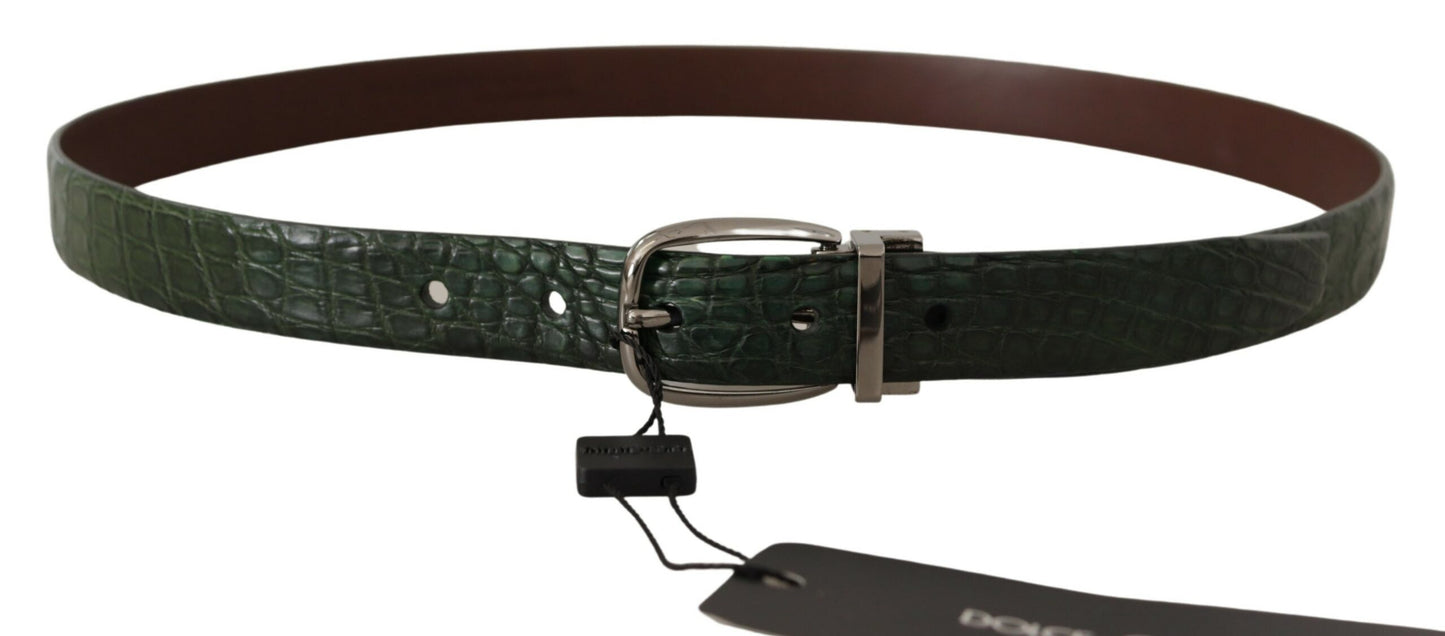 Elegant Italian Leather Crocodile Belt