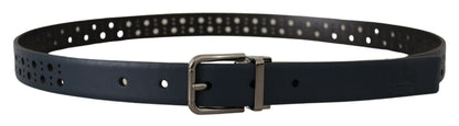 Elegant Navy Blue Leather Belt