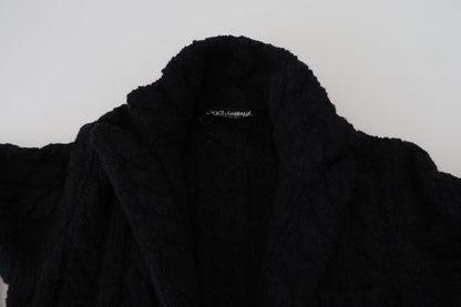 Elegant Black Wool-Cashmere Blend Cardigan