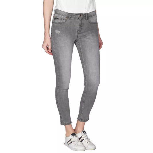 Gray Cotton Women's Push-Up Jegging
