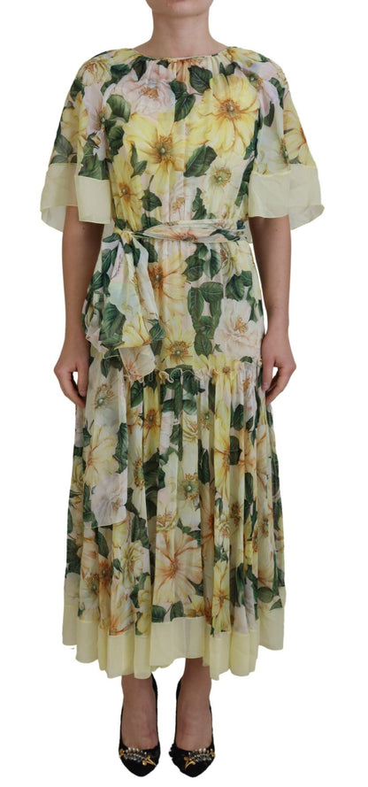 Elegant Silk Floral Maxi Dress