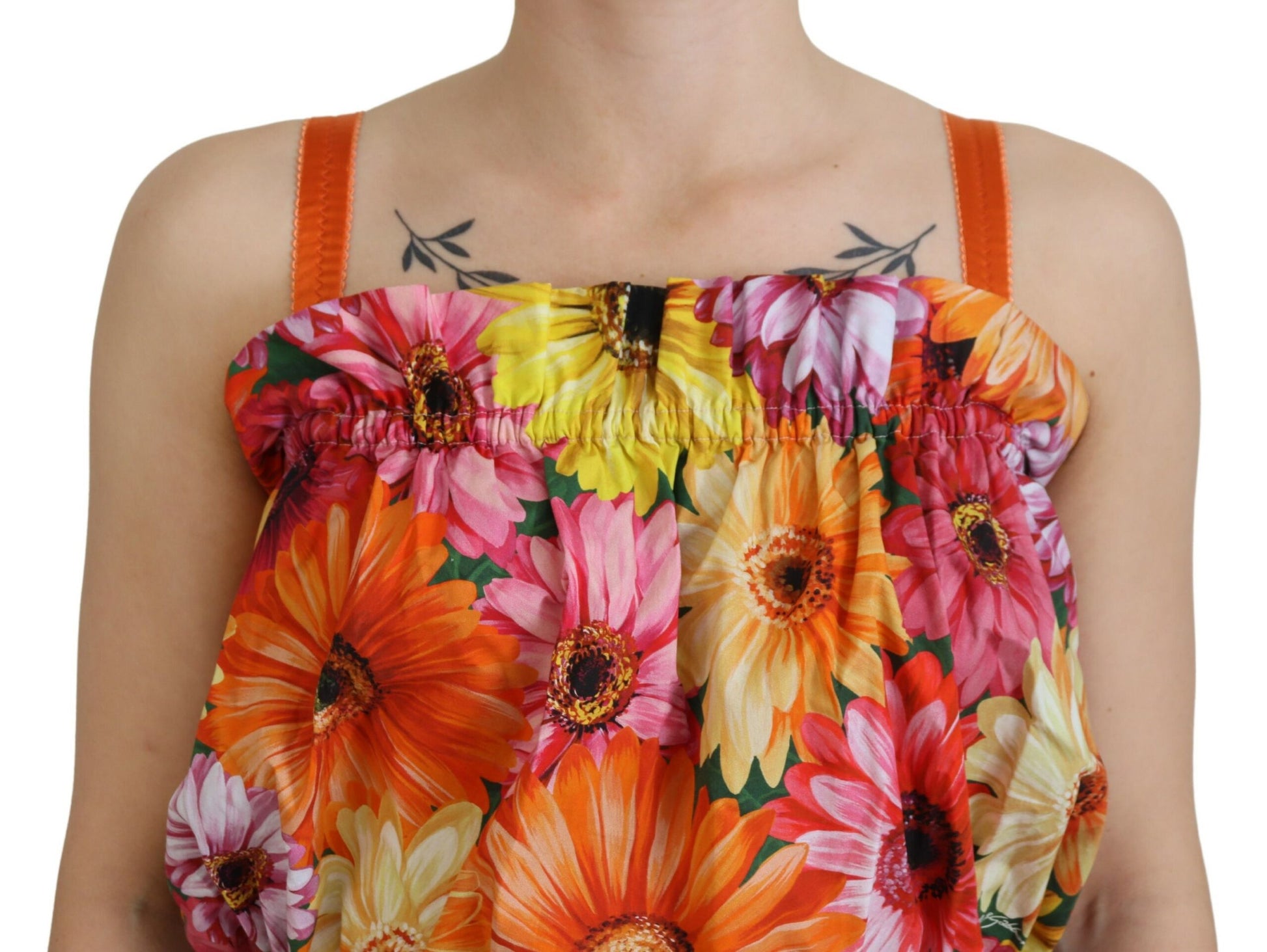 Floral Elegance Sleeveless Cropped Top