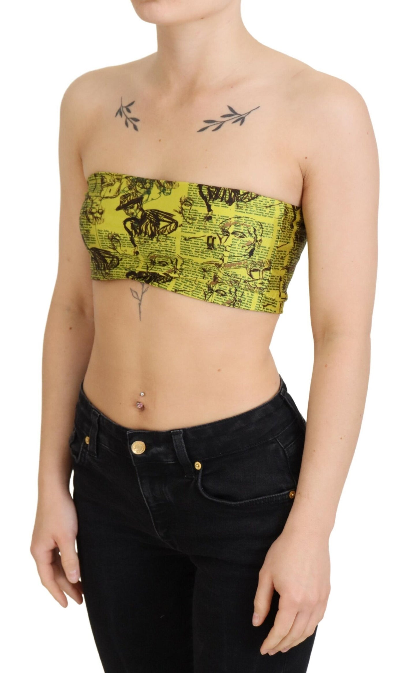 Chic Cropped Stretch Top Bra in Multicolor Print