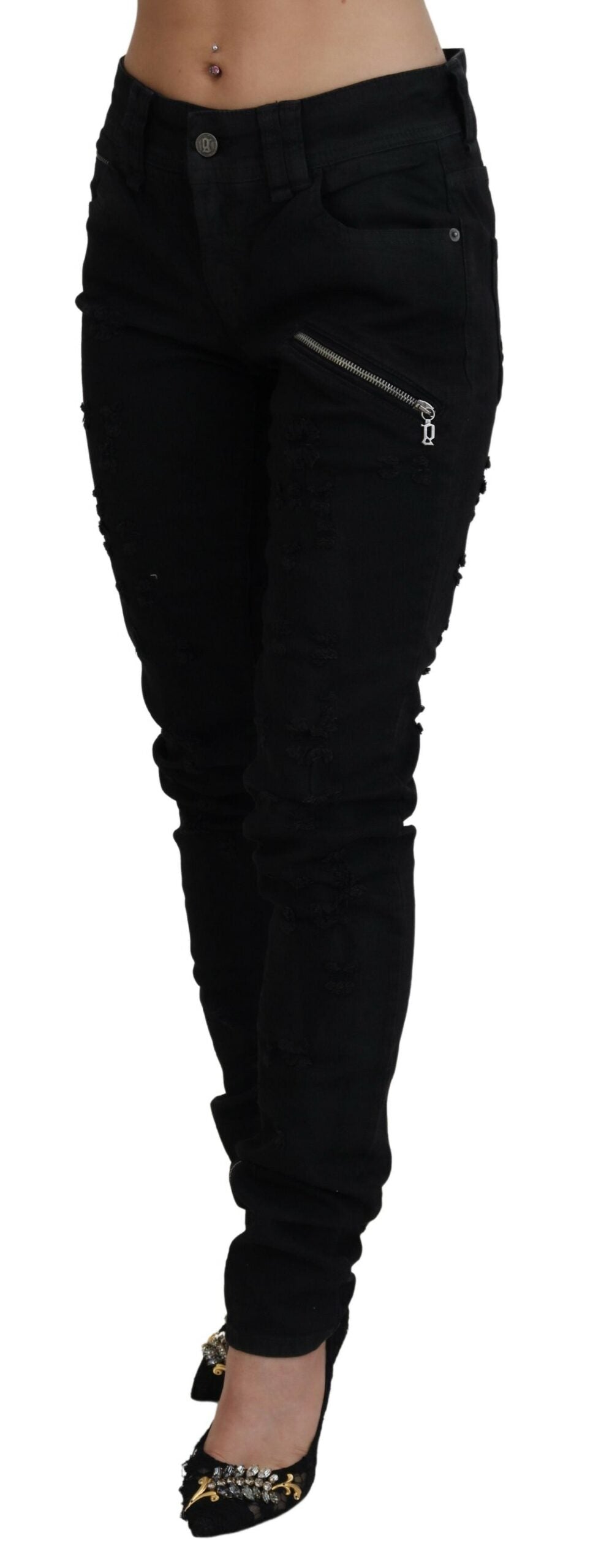 Chic Mid Waist Flared Black Jeans