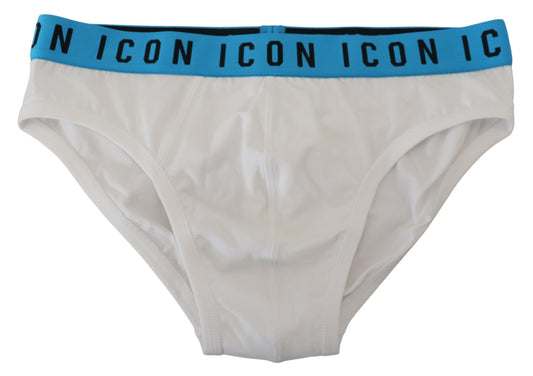 Elegant White Cotton Stretch Briefs