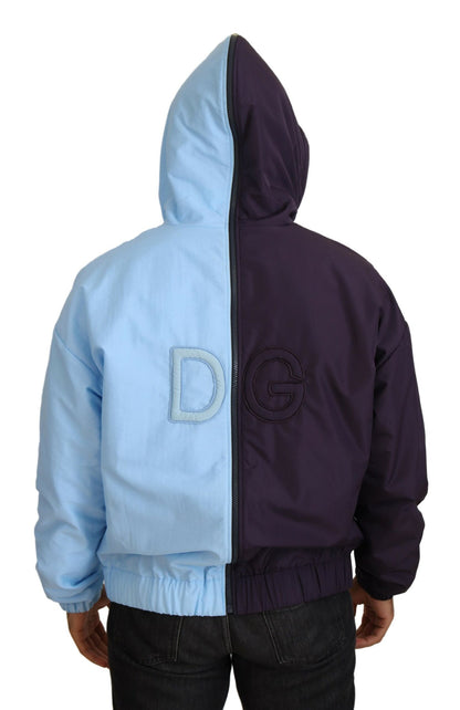 Elegant Hooded Blue Jacket - Full Zipper Closure