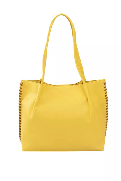 Yellow Polyurethane Women Handbag