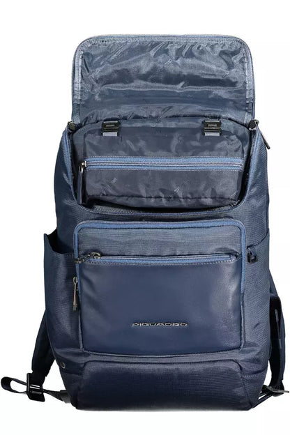 Blue Recycled Polyester Men Backpack