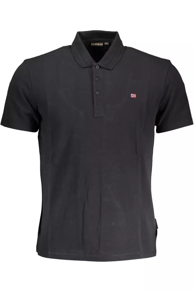 Black Cotton Men Polo Shirt