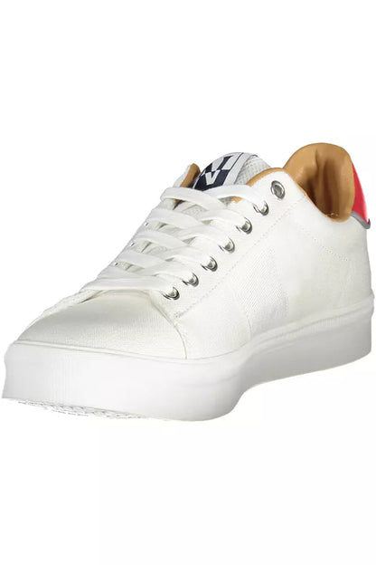 White Polyester Mens Sneaker