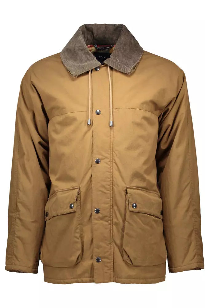 Brown Cotton Men Jacket