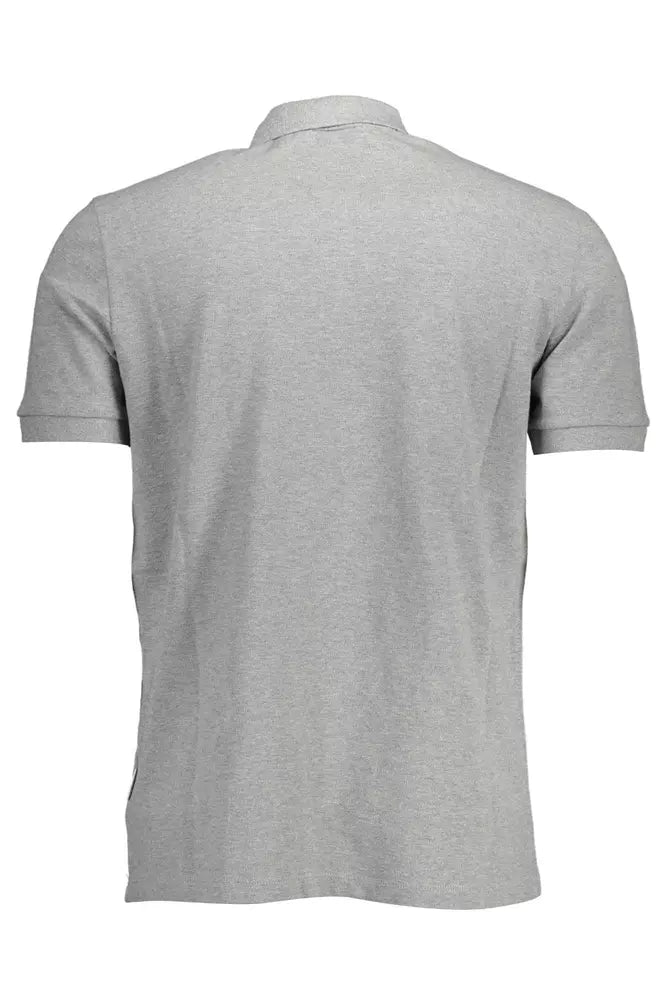 Gray Cotton Men Polo Shirt