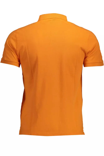 Orange Cotton Men Polo Shirt