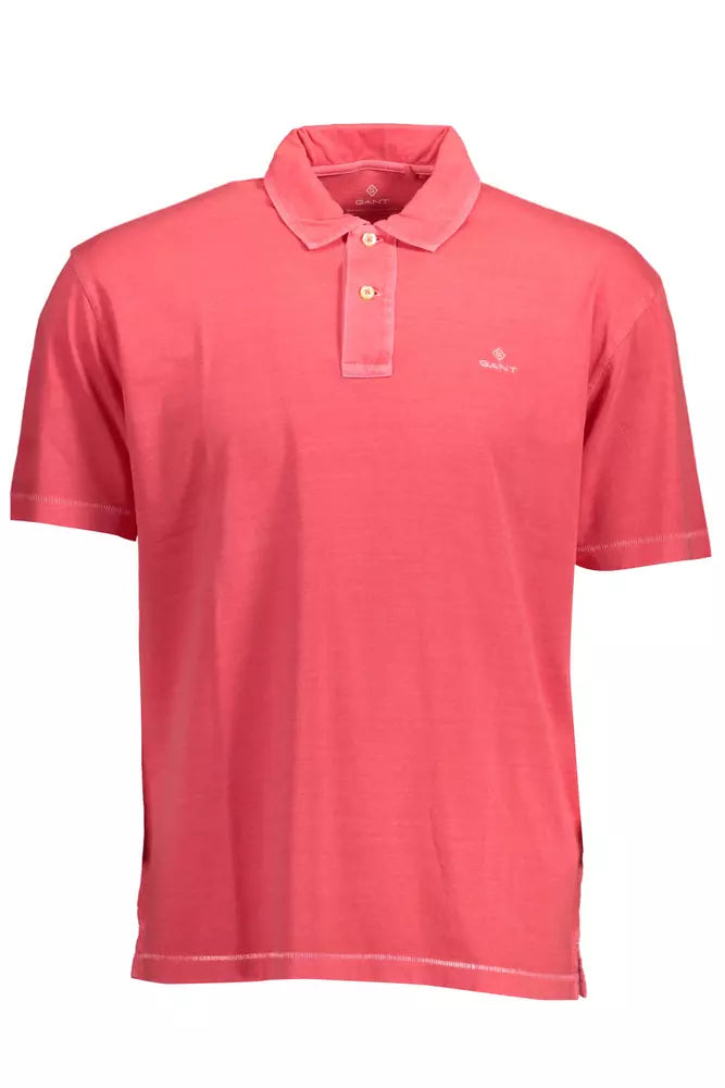 Pink Cotton Men Polo Shirt