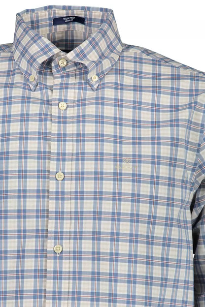 Blue Cotton Men Shirt