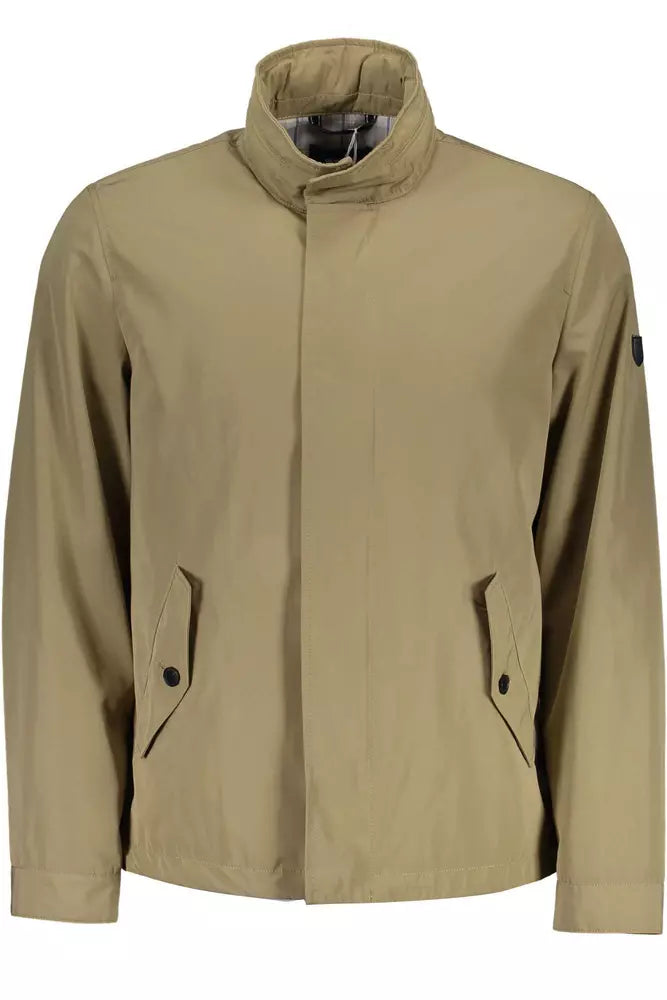 Beige Polyester Men Jacket